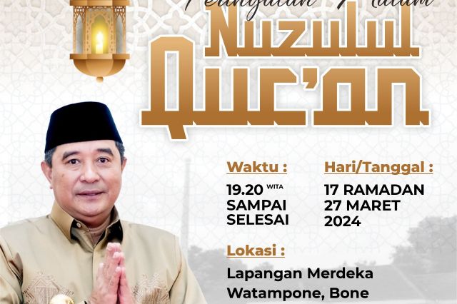 Pemprov Sulsel Ajak Masyarakat Hadiri Buka Puasa Akbar dan Nuzulul Qur’an di Kab. Bone