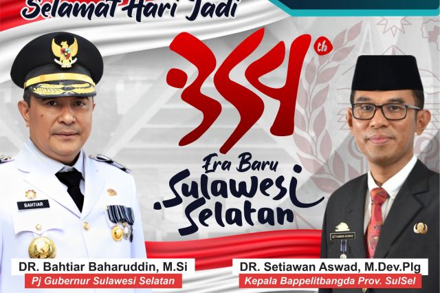 Selamat Hari Jadi Sulsel Ke-354 Tahun