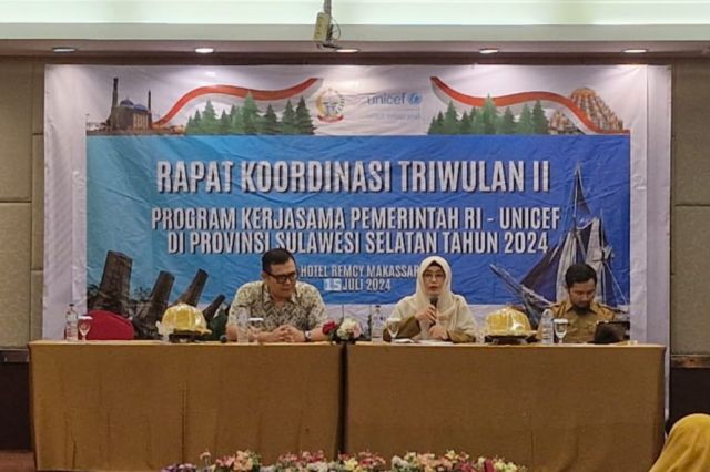 Kepala Bidang Litbang Bappelitbangda Prov. Sulsel Membuka Rapat Koordinasi Triwulan II Kerja Sama Pemerintah RI dan UNICEF Tahun 2024