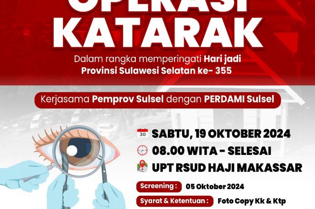 Peringati Hari Jadi Sulsel, RSUD Haji Akan Gelar Operasi Katarak Gratis