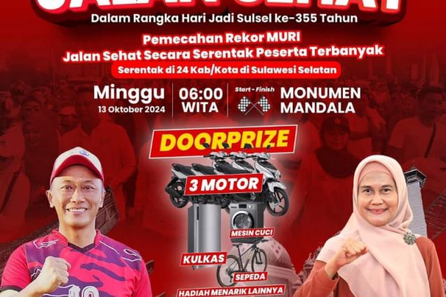 Selamat! Berikut Daftar Pemenang Doorprize Jalan Sehat Serentak Jelang HUT Sulsel ke-355