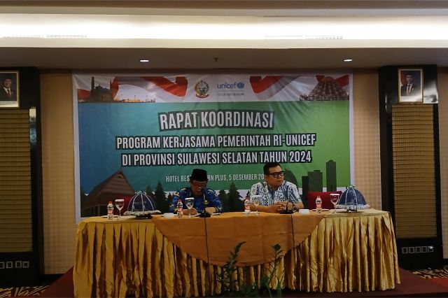 Plh Kepala Bappelitbangda Prov. Sulsel Membuka Rapat koordinasi TW IV Program Kerjasama Pemerintah Indonesia - UNICEF