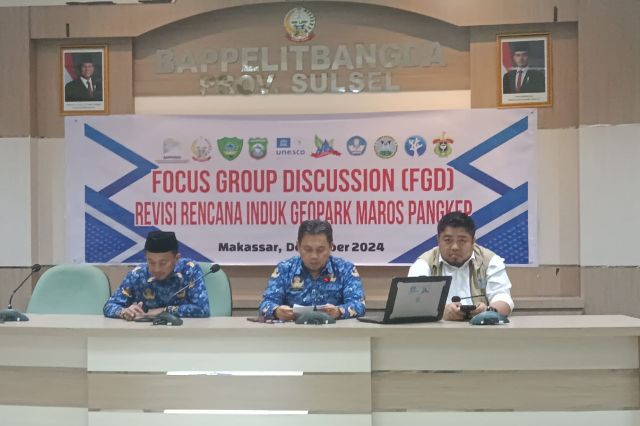 Kepala Bidang Perekonomian dan SDA Mengikuti Rapat FGD Revisi Rencana Induk Geopark Maros Pangkep